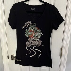 Harley-Davidson Black Graphic Fitted Short Sleeve Tee